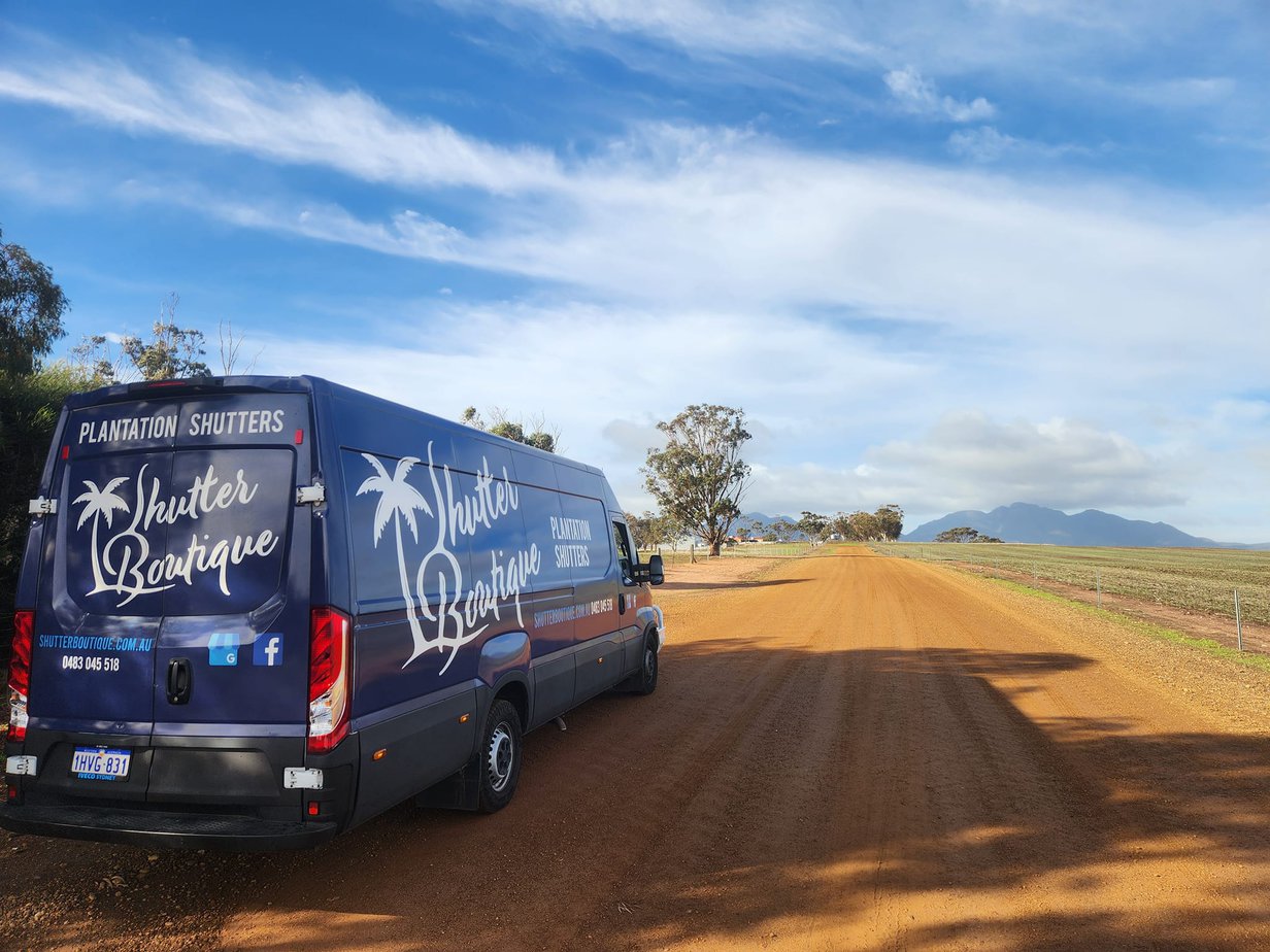 Shutter Boutique van servicing Rural Towns as far as Geraldton, Dongara, Kalbarri, Kalgoorlie, Bunbury, Busselton, Denmark, Albany.
