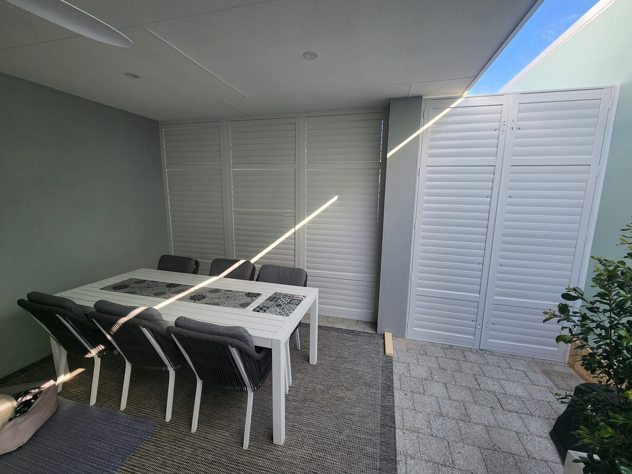 aluminum shutters exterior installed in Jindalee, Western Australia.